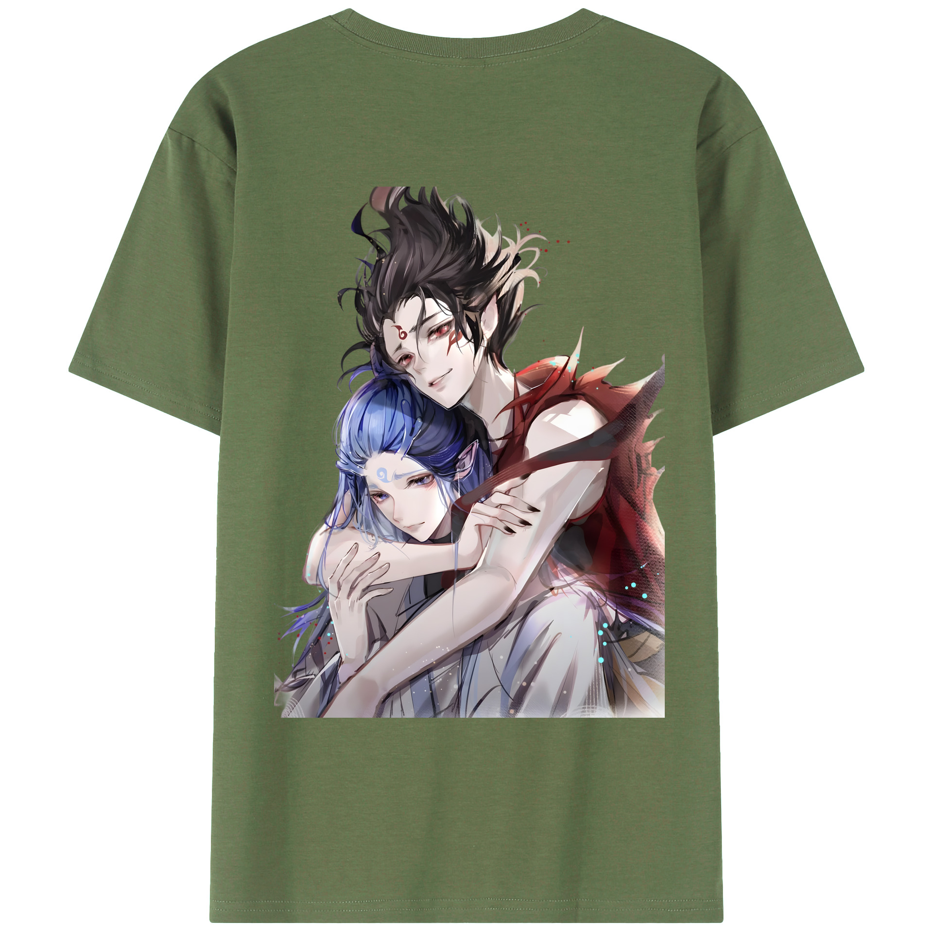 （画像用） Ne Zha 2 ナタ 魔童の大暴れ 綿100％ メンズ半袖Tシャツ（バックプリント） 通気性
